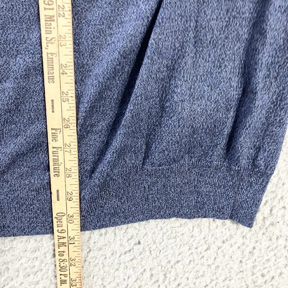 Peter Millar Sweater Mens 2XL Blue Quarter Zip Mock‎ Neck Merino Wool Pullover